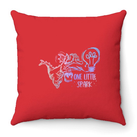 One Little Spark Figment Painting - Disney World Throw Pillows- Epcot Throw Pillows