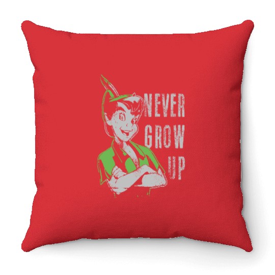 Disney Peter Pan Never Grow Up Vintage Portrait Throw Pillows, Magic Kingdom