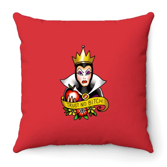 Get Here The Evil Queen Trust No Bitch T-Shirt, Snow White Disney Tee Throw Pillows