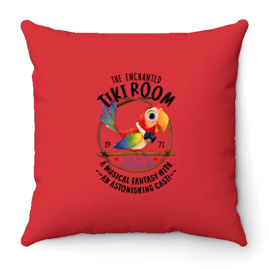 Retro Disneyland Enchanted Tiki Room Throw Pillows