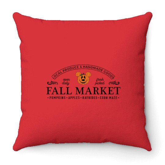 Disney Fall Market Throw Pillows, Mickey Pumpkin Throw Pillows