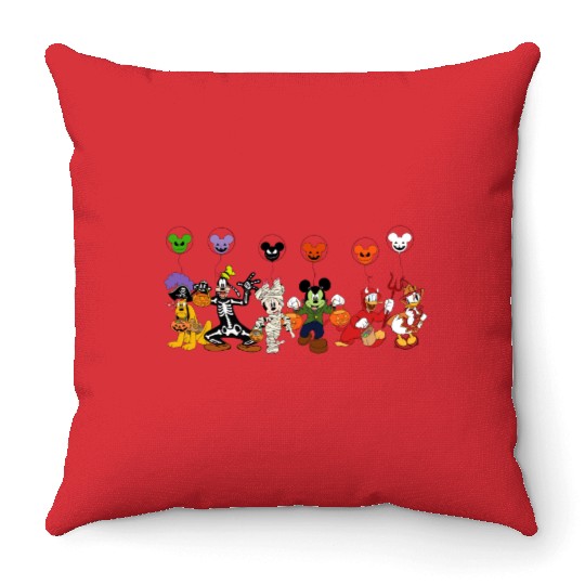 Disney Characters Halloween Skeleton Throw Pillows, Disney Halloween Matching Throw Pillows