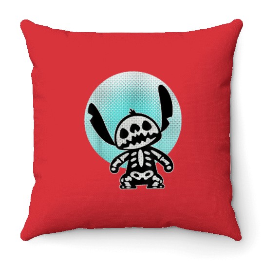 Disney Stitch Skeleton Halftone Throw Pillows