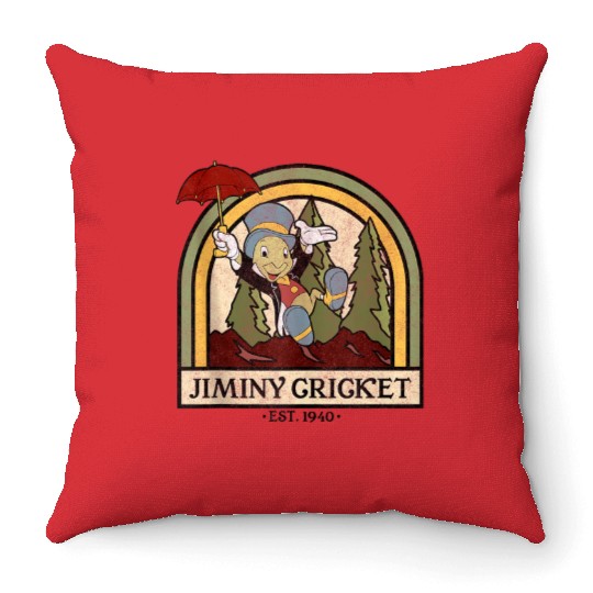 Disney Pinocchio Jiminy Cricket Established 1940 Throw Pillows