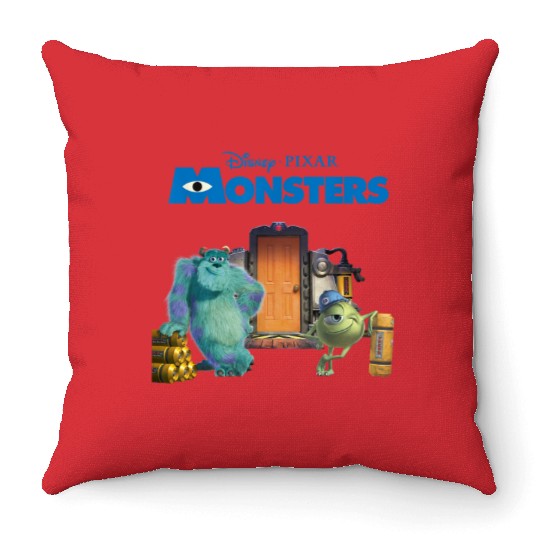Disney Monsters Inc Scream Factory Graphic T 202 Throw Pillows