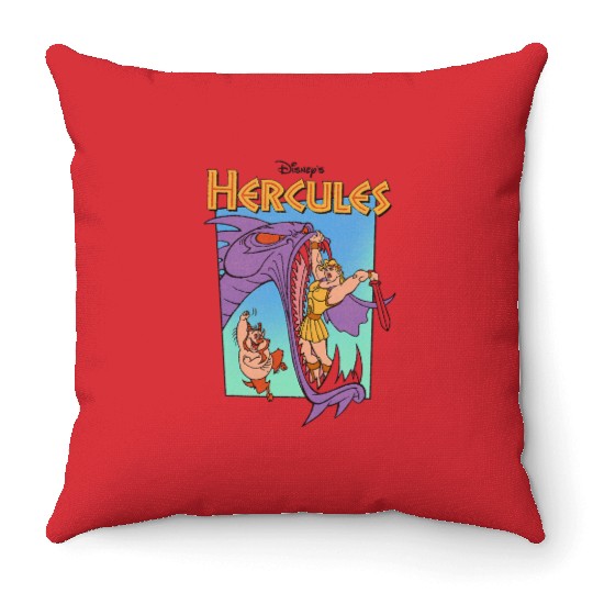 Disney Hercules Hydra Battle Retro Graphic Throw Pillows