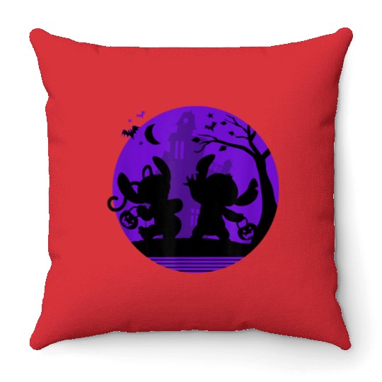 Disney Stitch and Angel Trick or Treat Halloween Throw Pillows