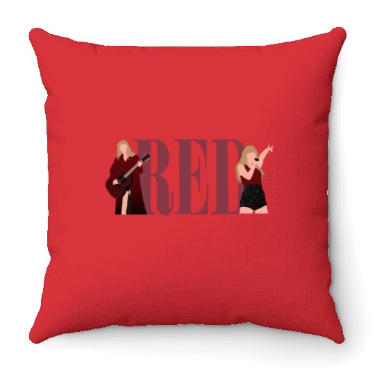 TaylorSwift Red eras tour art Throw Pillows
