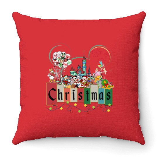 Retro Disneyland Christmas Throw Pillows