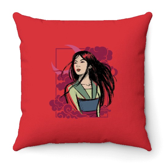 Disney Mulan Moon Portrait Front And Back Throw Pillows