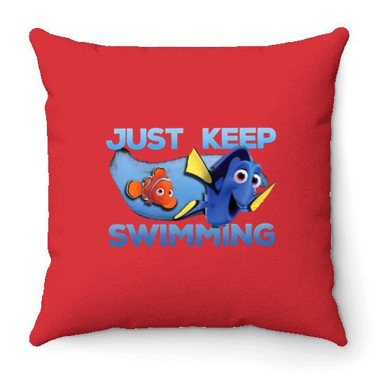 Disney Finding Nemo Just Keep Swimming Funny Nemo And Dory Throw Pillows, Cartoon Throw Pillows, Cute Throw Pillows, Gift For Family