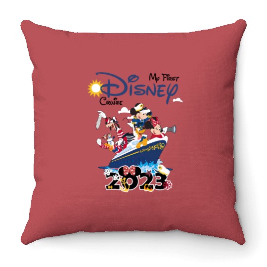 My First Disney Cruise 2023 Throw Pillows, Captain Mickey Mouse And Friends Throw Pillows