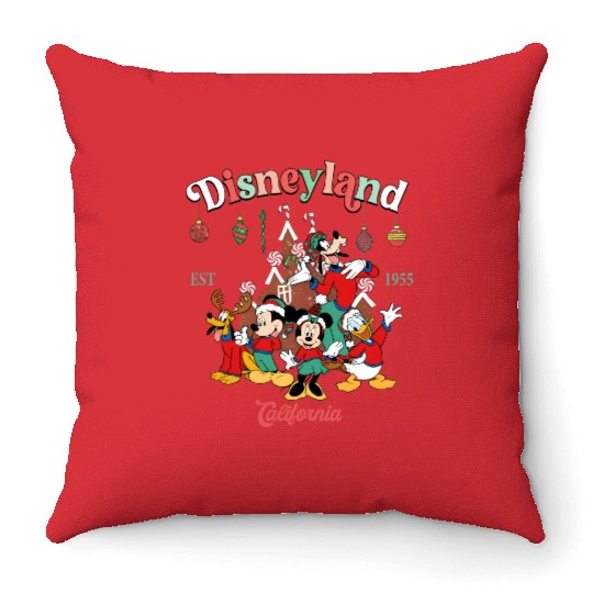 Vintage Christmas Disneyland Est 1995 Throw Pillows