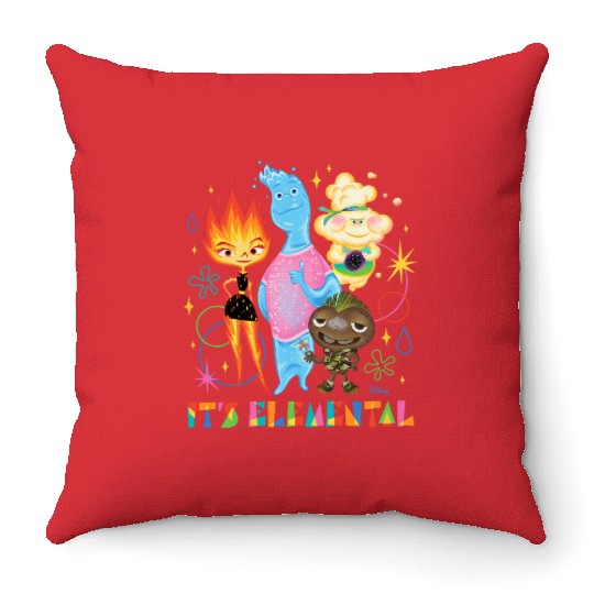 Disney Pixar It's Elemental Throw Pillows, Elemental Ember And Wade Throw Pillows