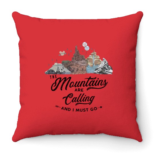 The Mountains Are Calling Throw Pillows | Disney Rides: Space, Thunder, Splash, Everest