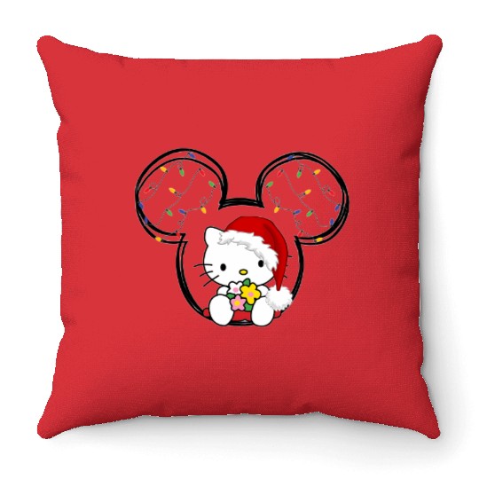 Hello Kitty Throw Pillows, Hello Kitty Christmas Throw Pillows, Xmas Throw Pillows, Disneyland Throw Pillows