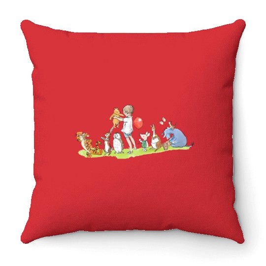 Disney Adventures Christopher Robin & Winnie The Pooh Group Shot Retro Throw Pillows