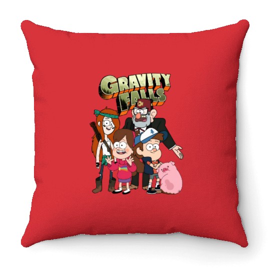 Gravity Falls Family Dynamics Throw Pillows, Disney Gravity Falls 90s Throw Pillows