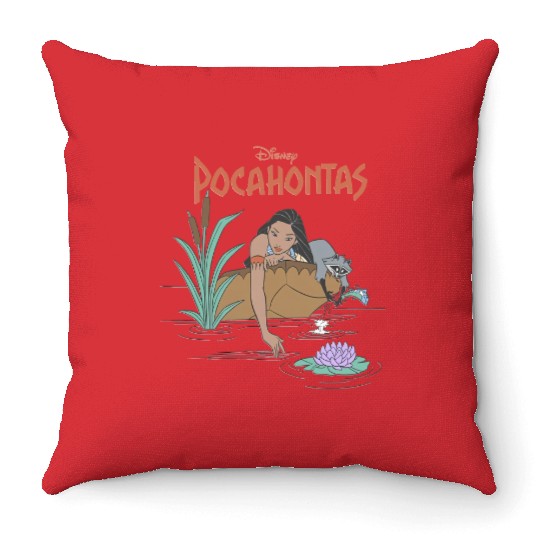 Princess Pocahontas Throw Pillows, Retro Disney Pocahontas Throw Pillows