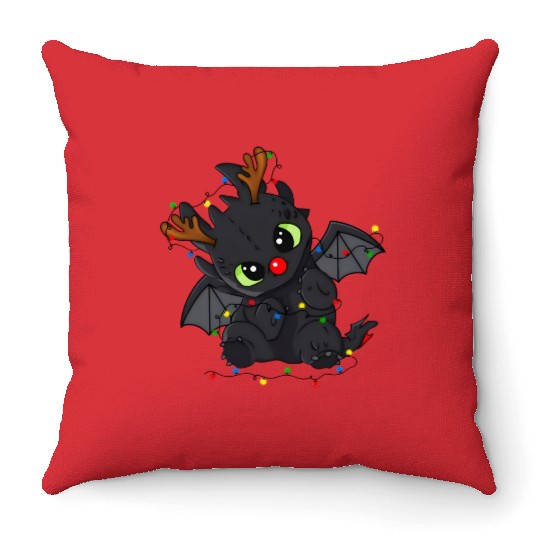 Disney Toothless Christmas Lights Throw Pillows