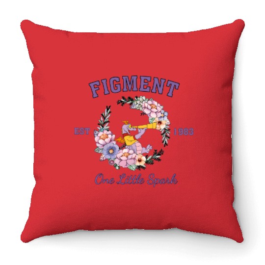 Disney Figment Throw Pillows, Purple Dragon Throw Pillows, Figment Est 1983 Throw Pillows