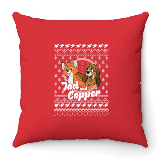 Disney The Fox and the Hound Christmas Tod And Copper Logo Throw Pillows