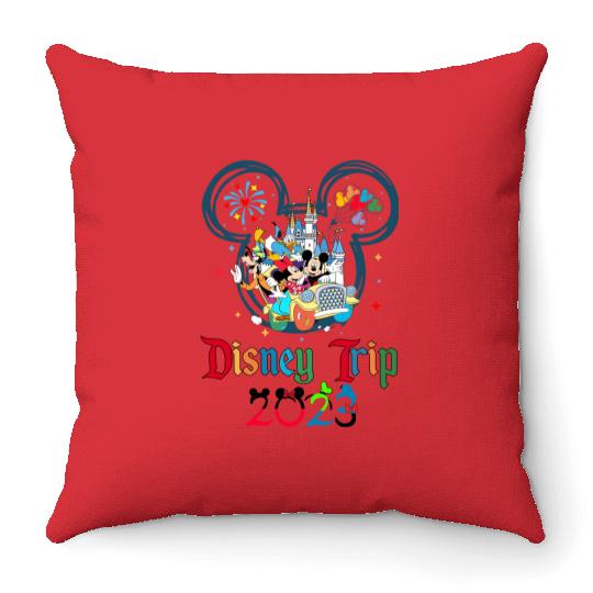 Custom Disney Trip 2023 Stickers, Disney Vacation 2023 Stickers Throw Pillows
