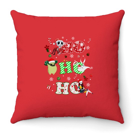 Ho Ho Ho The Nightmare Before Christmas Throw Pillows, Disney Christmas Throw Pillows