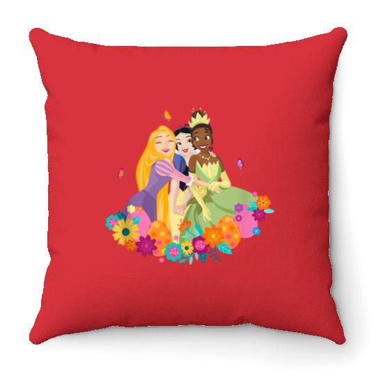 Disney Princess Rapunzel Snow White Tiana Spring Easter Eggs Throw Pillows
