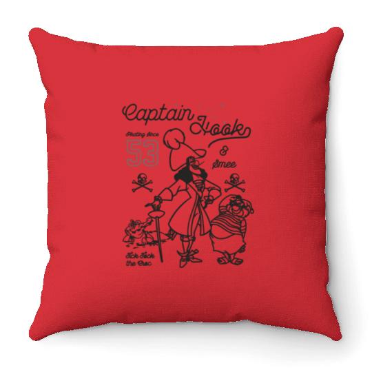 Disney Peter Pan Captain Hook And Mr. Smee Outline Sketch Throw Pillows