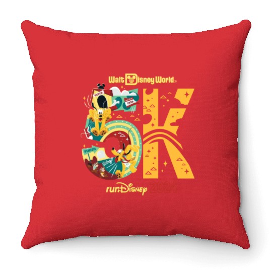 runDisney Pluto 5K Running Throw Pillows / Disney Marathon Weekend Throw Pillows