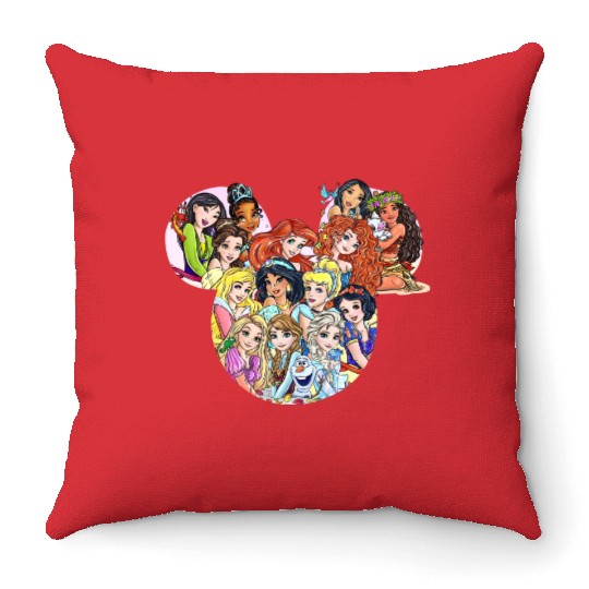 All Disney Princess Inside Mickey Ears Throw Pillows