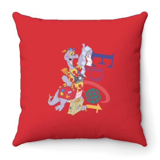 Retro Disney Figment Epcot  Throw Pillows, Figment Epcot Center Throw Pillows