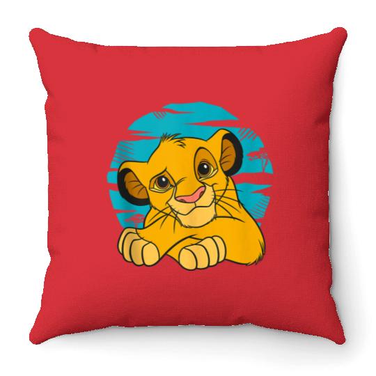 Disney The Lion King Young Simba Resting Blue 90s Throw Pillows