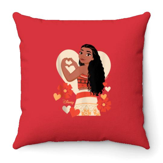 Disney Princess - Moana Heart Valentine's Day Throw Pillows