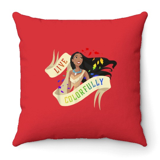 Disney Pocahontas Rainbow Live Colorfully Portrait Throw Pillows