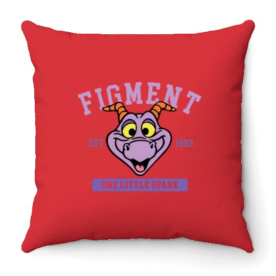Disney Figment Throw Pillows, Epcot Figment Throw Pillows, Figment Est 1983 Throw Pillows