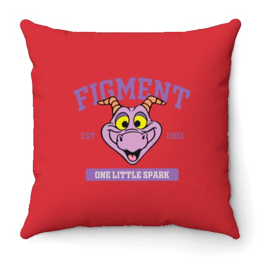 Disney Figment Throw Pillows, Epcot Figment Throw Pillows, Figment Est 1983 Throw Pillows