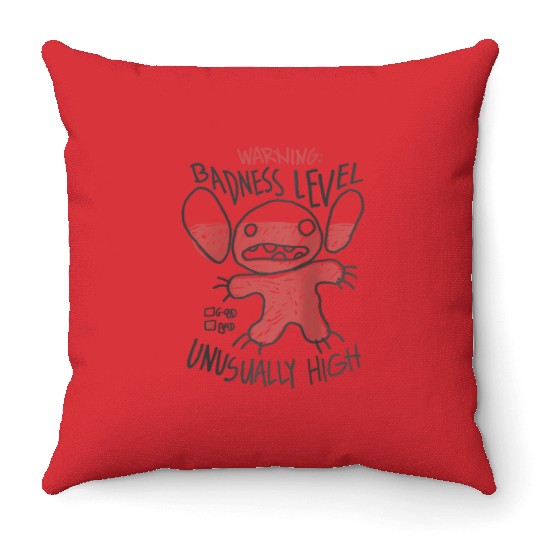 Disney Lilo Stitch Warsning Badness Level Unusually High Throw Pillows
