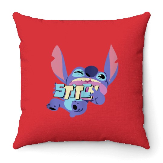 Disney Lilo Stitch Playful Silly Stitch Big Chest Portrait Throw Pillows