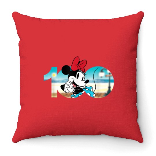 Disney 100 Anniversary Minnie Mouse D100 Logo Throw Pillows
