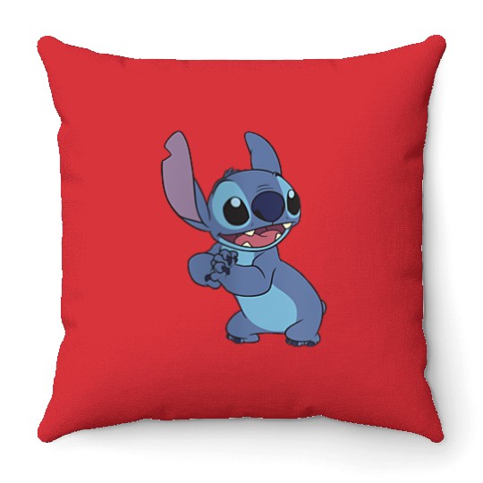 Womens Disney Lilo Stitch Cute Stitch Pose Left Chest Pocket Logo Throw Pillows