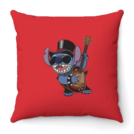 Disney Lilo Stitch Rock Star Playing Big Chest Portrait Throw Pillows