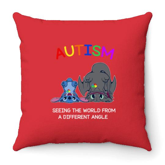 Autism Awareness Throw Pillows | Stitch and Toothless Autism Throw Pillows | Disney Autism Throw Pillows