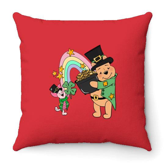 Pooh Bear St Patricks Day Throw Pillows, Disney St Patricks Day Throw Pillows, Magic St Patricks Day