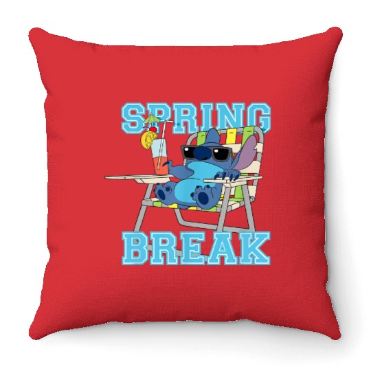 Funny Disney Stitch Beach Chair Chill Spring Break Throw Pillows