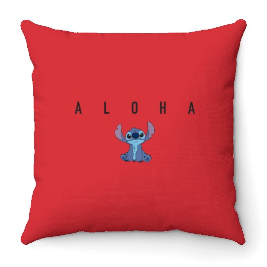 Disney Lilo Stitch Aloha Cute Stitch Sitting Chest Poster Throw Pillows