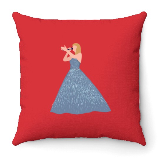Eras-tour enchanted blue dress Throw Pillows