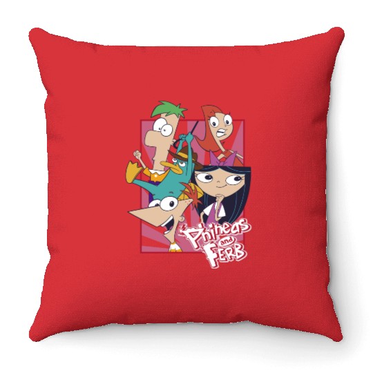 Disneys Phineas And Ferb With Friends Cute Group Shot Throw Pillows