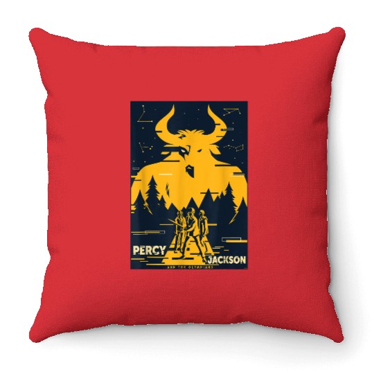 Disneys Percy Jackson Three Heroes Against The Minotaur Throw Pillows
